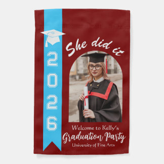 Custom Name Graduation 2026 Celebration Party Garden Flag