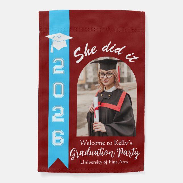 Custom Name Graduation 2026 Celebration Party Garden Flag (Front)