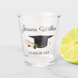 Custom Name Graduation Cap & Diploma Class of Shot Glass