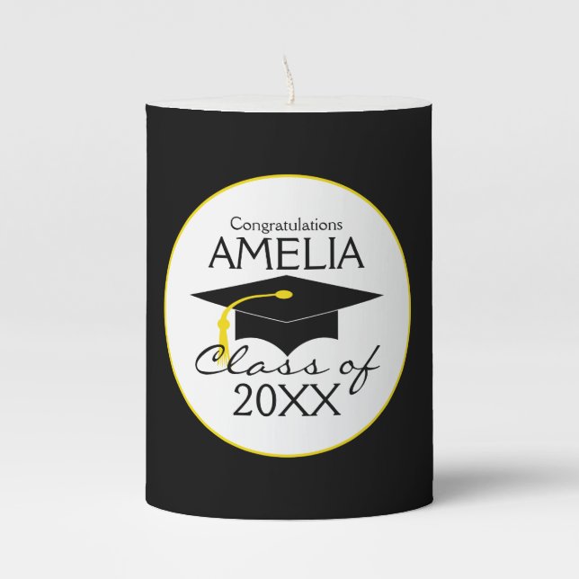 Custom Name Graduation Centerpiece Pillar Candle (Front)