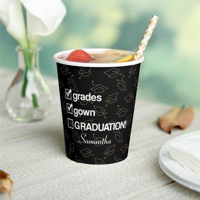 Custom Name Graduation Gift | Funny Graduation Paper Cups (Insitu)