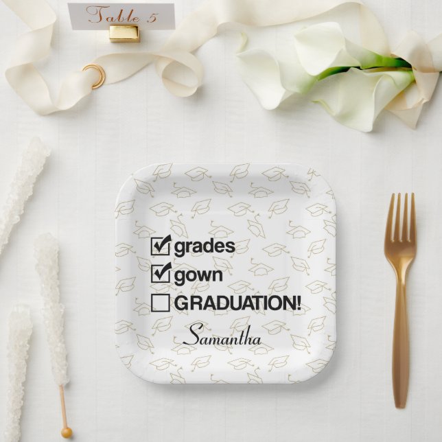 Custom Name Graduation Gift | Funny Graduation Paper Plates (Wedding)
