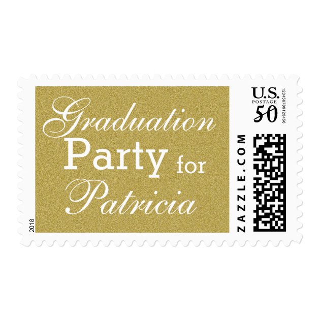 Custom Name Graduation Party Glitter Gold Stamp