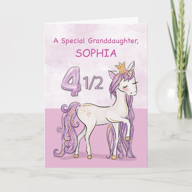 Custom Name Granddaughter 4 and a Half Birthday Card (Front)