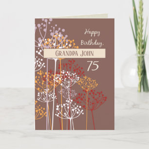 Custom Name Grandfather 75th Birthday Brown Card