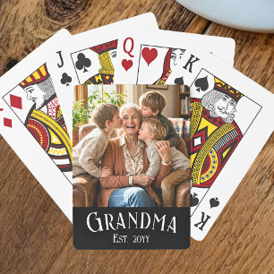Custom Name Grandma Established Year Photo Poker Cards