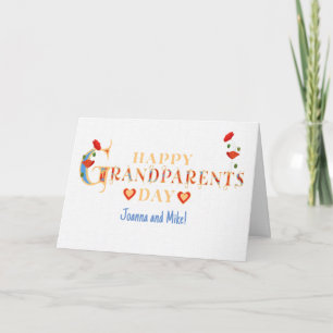 Custom Name Grandparents Day with Red Poppies Card