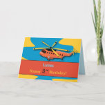 Custom Name Grandson, 3rd Birthday with Helicopter Card<br><div class="desc">Helicopters are a popular theme among boys this age. This is a brightly colored helicopter,  sure to catch your grandson's attention on his 3rd birthday!</div>