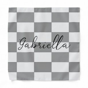 Custom name gray check blocks pattern bandana
