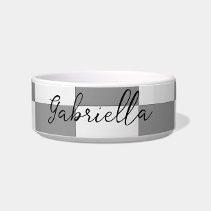 Custom name gray check blocks pattern bowl