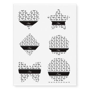 Custom name gray dachshunds hearts paws temporary tattoos