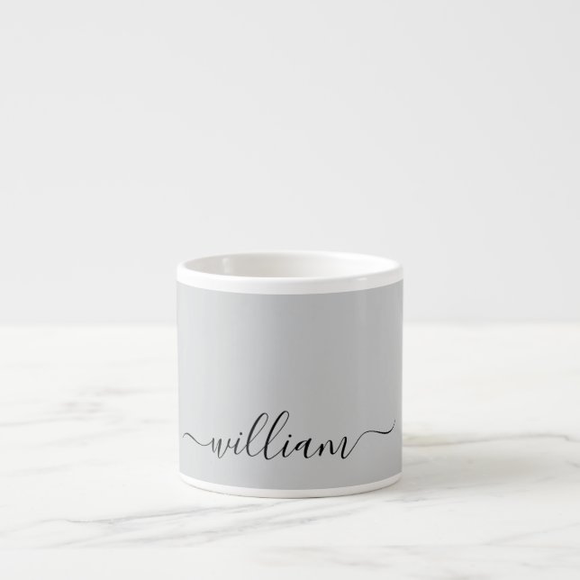 Custom Name Gray Espresso Mug (Front)