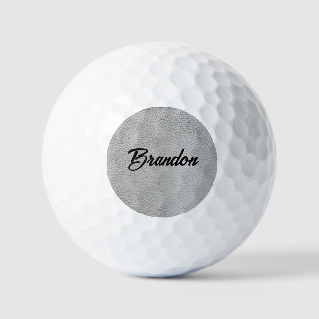 Custom name gray leather golf balls (Front)