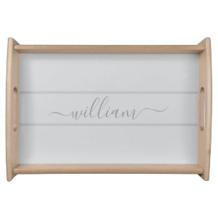 Custom Name Gray Serving Tray