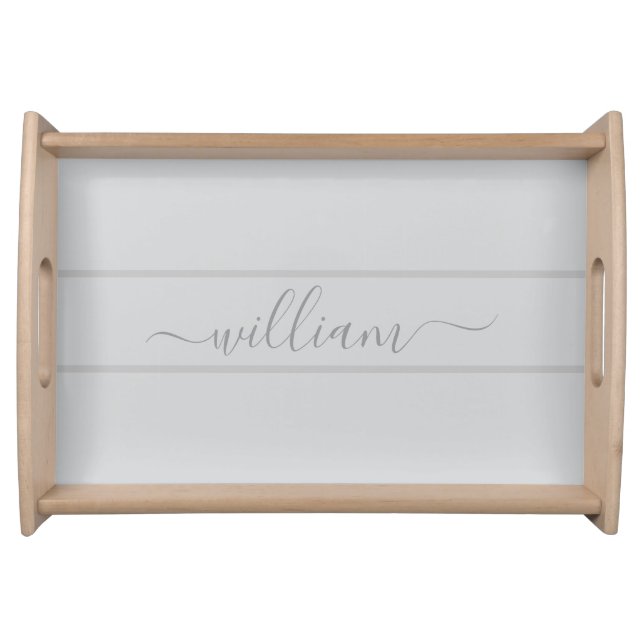 Custom Name Gray Serving Tray (Front)