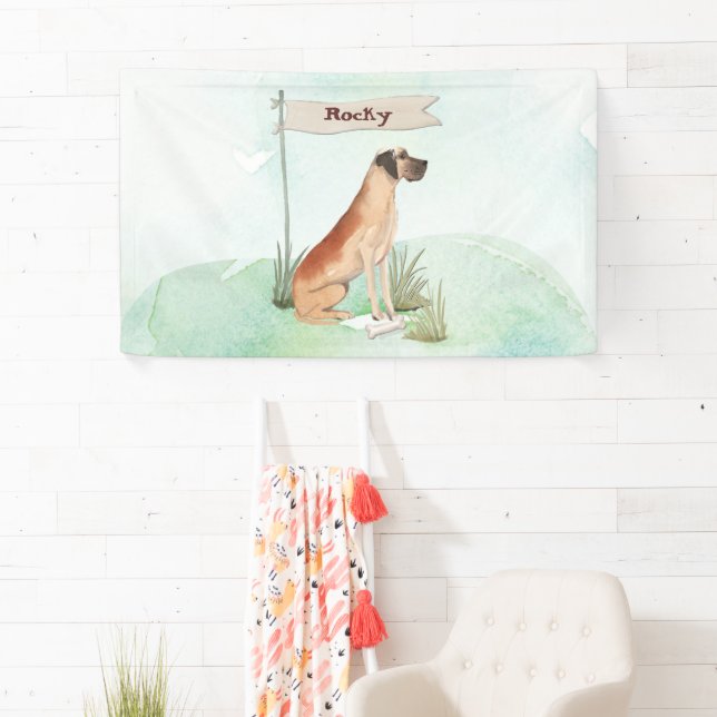 Custom Name Great Dane Pet Dog Banner (Insitu)