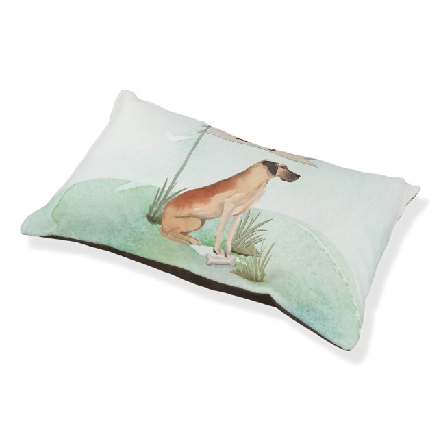 Custom Name Great Dane Pet Dog Bed (Angled)