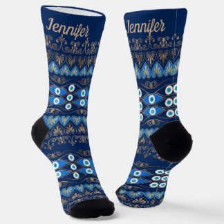 Custom name Greek Evil Eye ornament  Socks