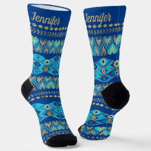 Custom name Greek Evil Eye ornament Socks