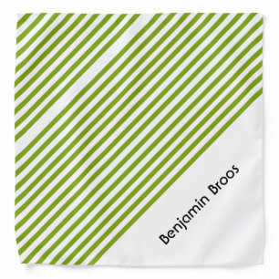Custom name green and white stripes bandana