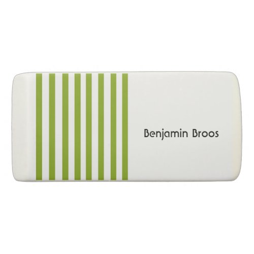 Custom name green and white stripes eraser