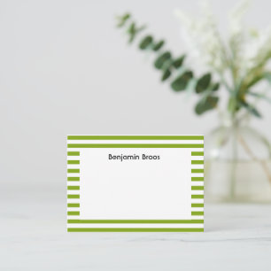 Custom name green and white stripes note card