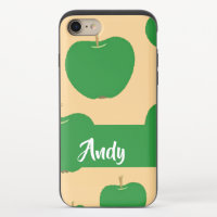 Custom name green apple on orange iPhone 8/7 slider case