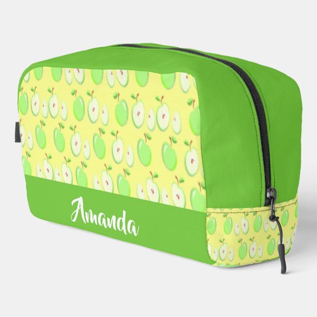 Custom name green apples yellow dopp kit (Right Corner)