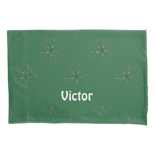 Custom name green bloom pillow case (Front)
