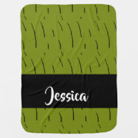 Custom name green cactus print baby blanket