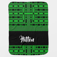 Custom name green circuit board baby blanket