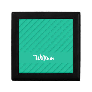 Custom name green diagonal plastic textured gift box