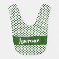 Custom name green dots pattern baby bib