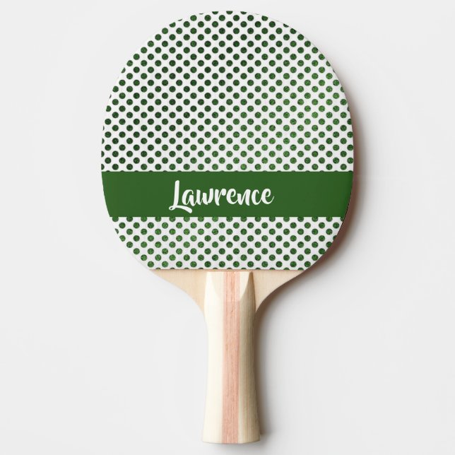 Custom name green dots pattern ping pong paddle (Front)