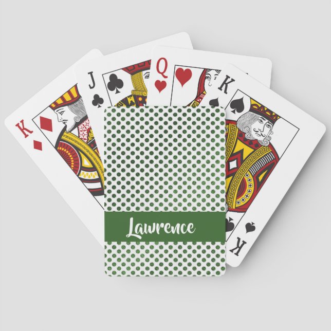 Custom name green dots pattern poker cards (Back)