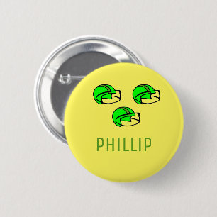 Custom name green football helmet yellow button
