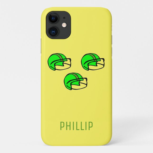 Custom name green football helmet yellow Case-Mate iPhone case (Back)