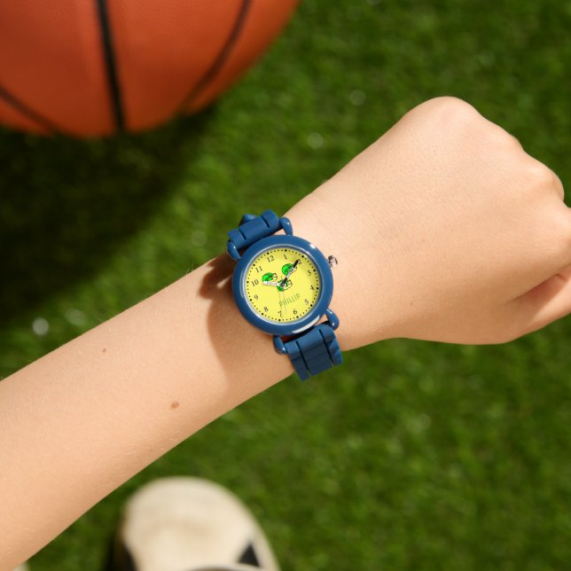 Custom name green football helmet yellow watch (Wrist)