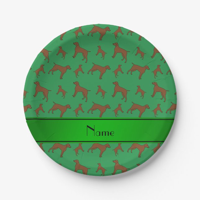 Custom name green German shorthaired pointer dogs Paper Plates (Front)