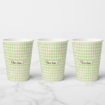 Custom Name Green Gingham Picnic Birthday Paper Cu