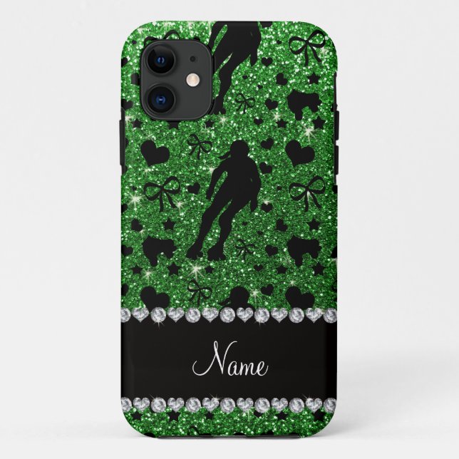 Custom name green glitter roller derby Case-Mate iPhone case (Back)