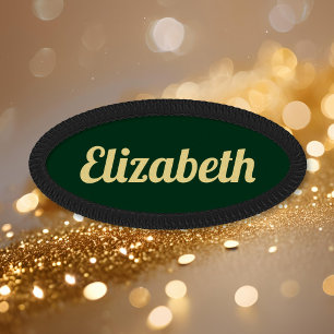Custom Name Green Gold Color Professional Employee Patch