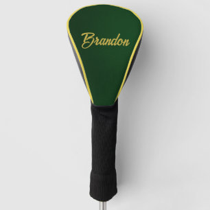 Custom name green leather golf head cover