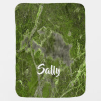 Custom name green marble tile baby blanket