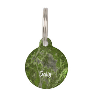 Custom name green marble tile pet ID tag