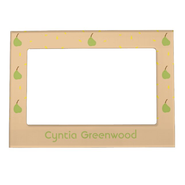 Custom name green pear pattern brown magnetic frame (Front)