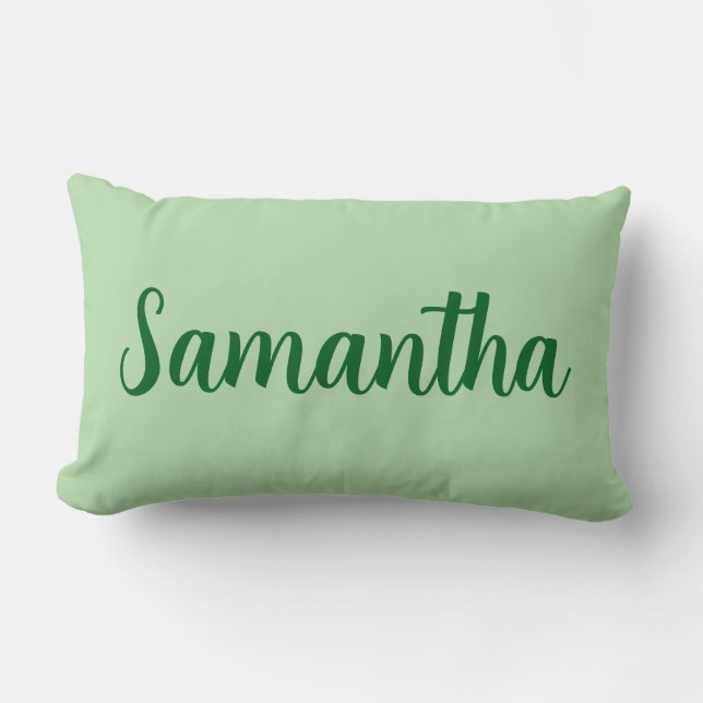 Custom Name green  – Personalized  Lumbar Pillow (Front)