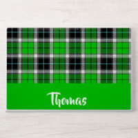 Custom name green plaid pattern HP laptop skin