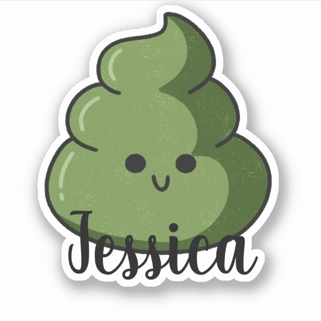 CUSTOM NAME GREEN POOP STICKER (Front)
