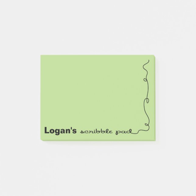 Custom Name Green Scribble Pad Post-it Notes (Front)